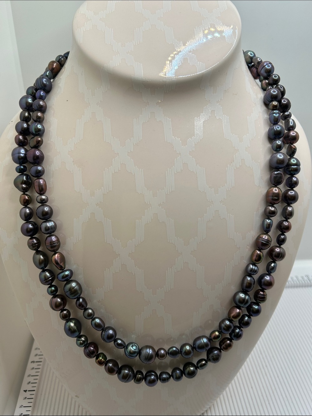 Honora Iridescent Black Peacock Pearl 48” Loop One Strand Necklace